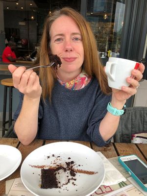 Demolished chocolate cake at Doppio Zero in Umhlanga