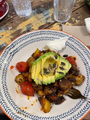 Fantastic vegan potato hash, absolutely delicious  at Port Espresso in Brixham