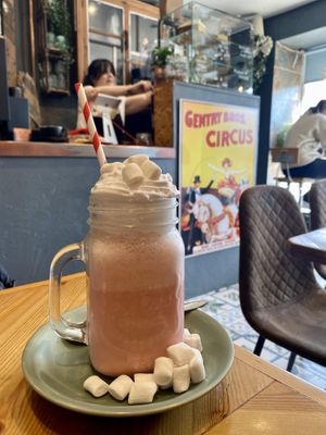 Strawberry milkshake with all the vegan trimmings!   at Port Espresso in Brixham