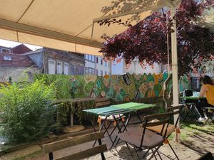 Outdoor seating at The Happy Nest in Porto