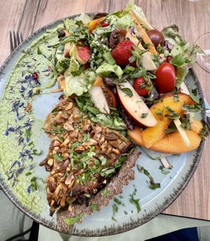 Leek and cashew tart with salad  at 1001 Saveurs Sauvages in Ajaccio