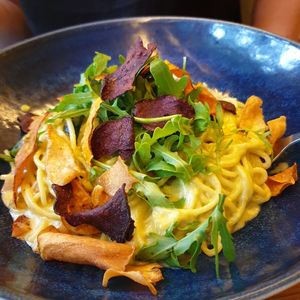 Vegan spaghetti avocado 🌱😋 tastes like carbonara at Tomasa in Berlin