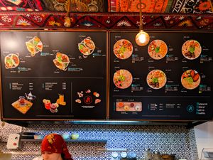 Menu board at BESH at BESH in Berlin