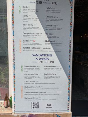 Menu at BESH in Berlin