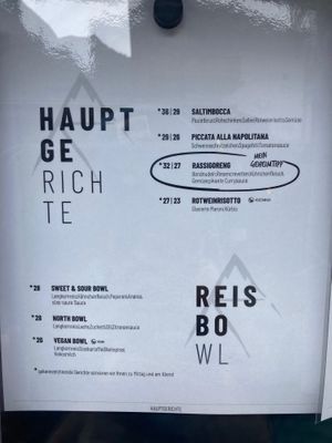 Menu at Da Rasso in Saas-fee