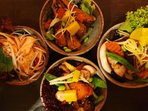 Goi Du Du, Vegan Spring Rolls, Fire Classic, Funny Burger at To1980 Vegan in Dusseldorf