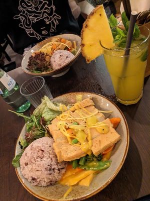 To special with mango curry and to special with green curry and avocado at To1980 Vegan in Dusseldorf