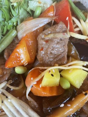 Close-up beef  at To1980 Vegan in Dusseldorf