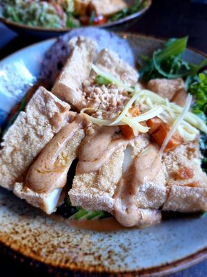Tofu with peanut sauce at To1980 Vegan in Dusseldorf