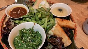 Only one poor photo of a mixed plate of finger food. at Tonkin in Flensburg