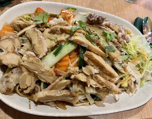 Fried rice noodles with veggies and vegan duck  at Tonkin in Flensburg