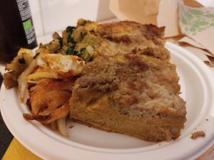 Broccoli lasagna with fennel and tempeh vegetables. at Jaa Nu' Rosticceria Vegana in Genoa