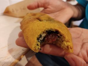 Calzone at Jaa Nu' Rosticceria Vegana in Genoa