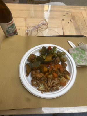 ‘Build your own plate’ style deli.  at Jaa Nu' Rosticceria Vegana in Genoa