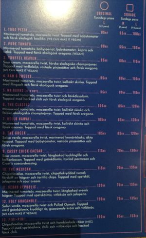 Pizza Menu at Crust Pizza Lab - Maybe closed in Malmo