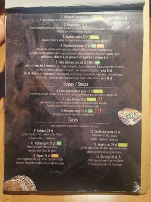 Menu at Tako in Gdynia