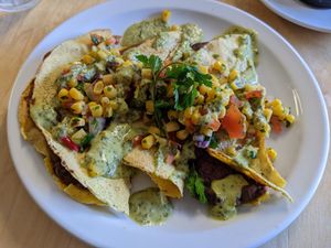 Refried bean quesadillas with salsa at Curve Roasters in Margate