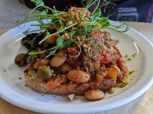 Butter beans on toast at Curve Roasters in Margate