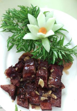 Roast duck  at Loving Hut - Âu Cơ in Hanoi
