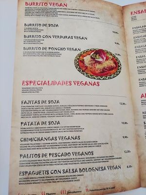 Menu at De Poncho in Ptuj
