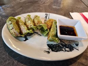Veggie gyoza at Menya Musashi in Seattle