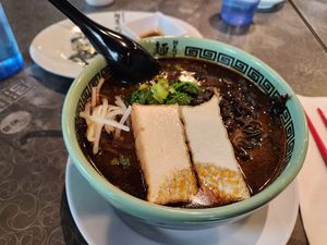 Vegan hybrid ramen at Menya Musashi in Seattle