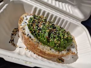 Avo crush toast at Bloom in Logan