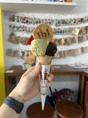 Salted Pistachio and Dark Chocolate cone 😍  at La IBI in A Coruna