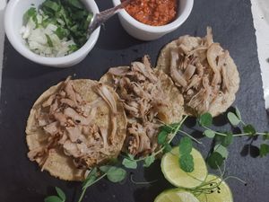 Tacos de Barbacoa con Carne de Yuca at Naked in San Luis Potosi