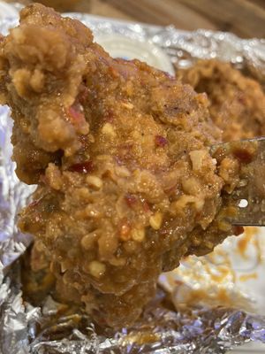 Buffalo shrimp 😍 at Vegan Hood in New York City