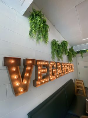 A sign   at Vegan Hood in New York City