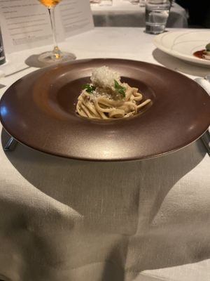 Scialatelli cashio e pepp at Pied a Terre in London