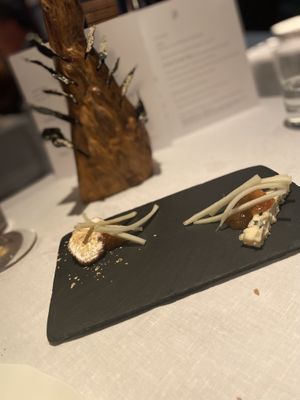 Coconut cheese roulade  at Pied a Terre in London