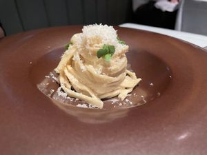 Spaghetti Carbonara   at Pied a Terre in London