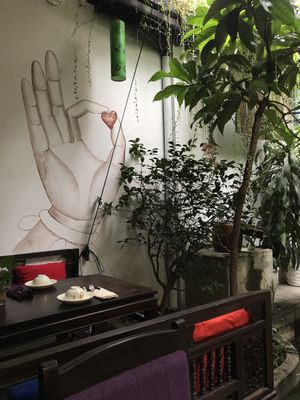 Near the pond  at Shamballa Vegetarian Restaurant Lounge & Cafe in Ho Chi Minh City