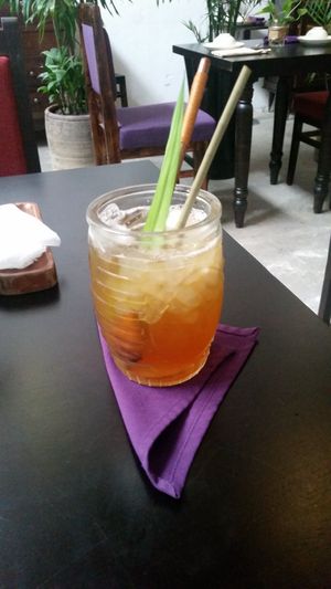 Lychee Aloe Vera iced tea at Shamballa Vegetarian Restaurant Lounge & Cafe in Ho Chi Minh City