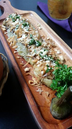 Roasted Aubergine (close up) at Shamballa Vegetarian Restaurant Lounge & Cafe in Ho Chi Minh City