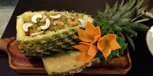 Pineapple fried rice (asked for no egg) at Shamballa Vegetarian Restaurant Lounge & Cafe in Ho Chi Minh City