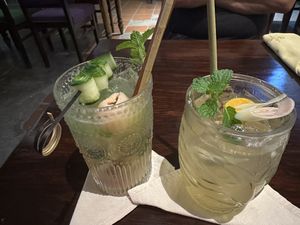Lychee & cucumber and kumquat mocktaill  at Shamballa Vegetarian Restaurant Lounge & Cafe in Ho Chi Minh City