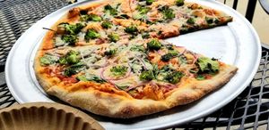 Vegan pizza with my faves! at Wise Pies in Terre Haute