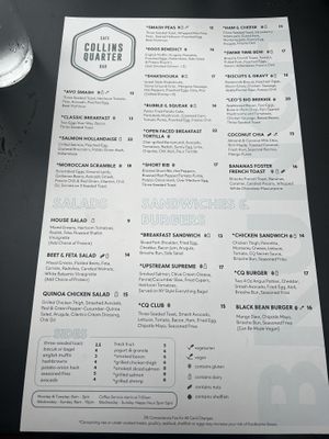 Brunch menu  at The Collin's Quarter in Savannah