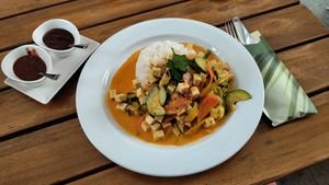 Red curry tofu at Tibet Corner in St Gallen