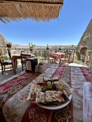 Vegetables gozleme with amazing view  at Nazar Börek Restaurant & Cafe in Goreme