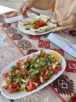 Spinach gozleme and salad  at Nazar Börek Restaurant & Cafe in Goreme