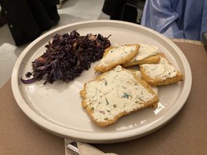 Black cabbage with “pannele” and vegan riccota at UNO Caffé Olistico in Bologna