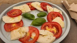 Vegan capresa at UNO Caffé Olistico in Bologna