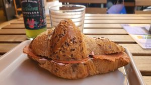 Salami salty croissant 😍 at UNO Caffé Olistico in Bologna
