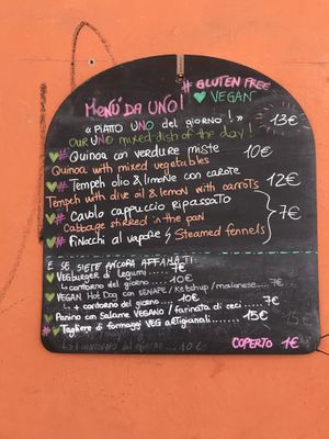 Menue of the day  at UNO Caffé Olistico in Bologna