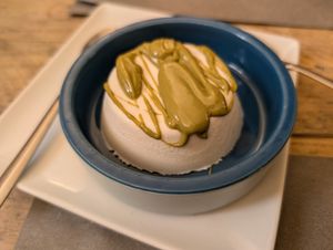 Pistachio pannacotta at UNO Caffé Olistico in Bologna