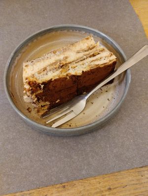 Quite tasty tiramisu at UNO Caffé Olistico in Bologna